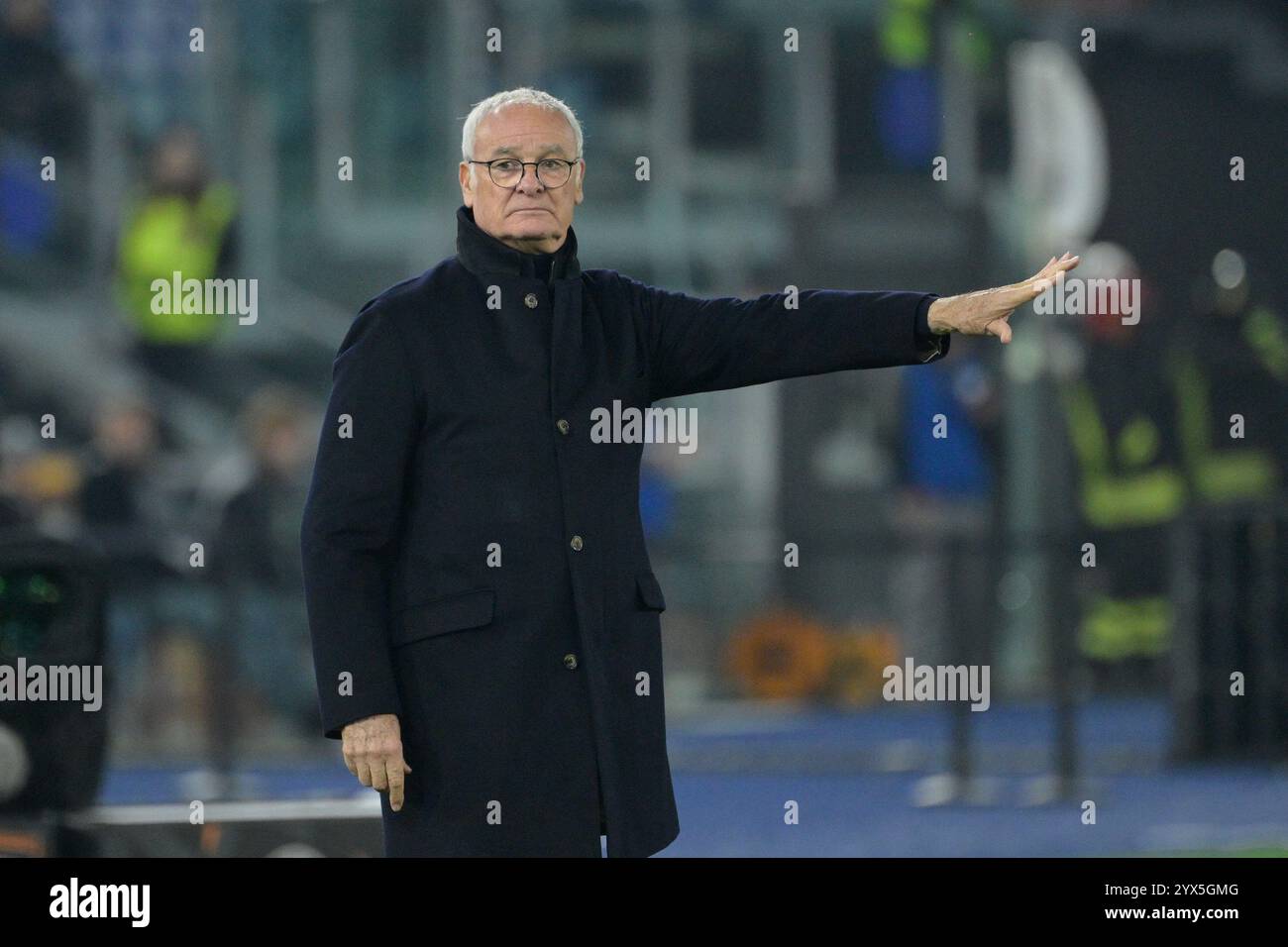 Roma-Cheftrainer Claudio Ranieri war beim Fußballspiel der UEFA Europa League 2024-2025 zwischen AS Roma und SC Braga im Olympiastadion zu sehen. Endpunktzahl; AS Roma 3: 0 SC Braga. Stockfoto