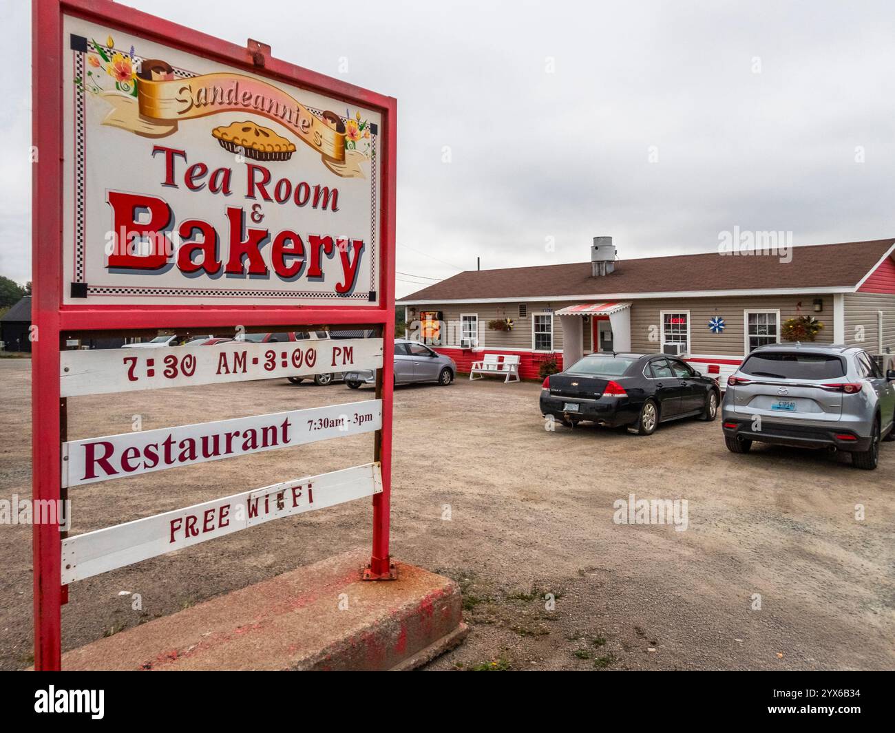 Sandeannie's Tea Room & Bakery auf dem Cabot Trail auf Cape Breton Island in Port Hood Nova Scotia Kanada Stockfoto
