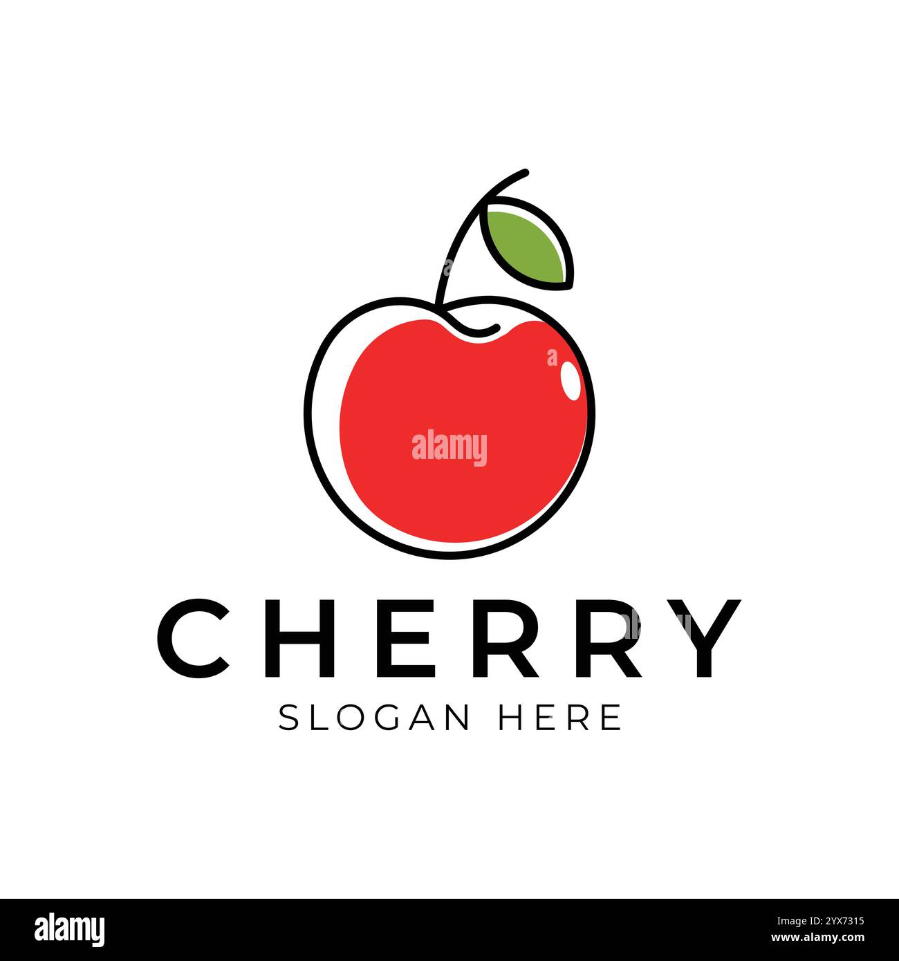 Minimalistisches Cherry-Logo mit Linienart-Farbe Vektor Stock Vektor