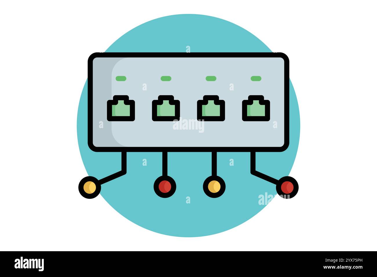 Netzwerk-Switch-Symbol. Symbolstil für farbige Umrisse. Symbol, das dazu gehört, Netzwerk. Vektorillustration für IT-Architekturelemente Stock Vektor