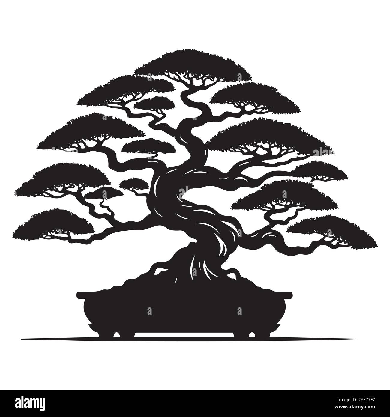 Minimalistisches Bonsai-Baum-Silhouette-Design Stock Vektor