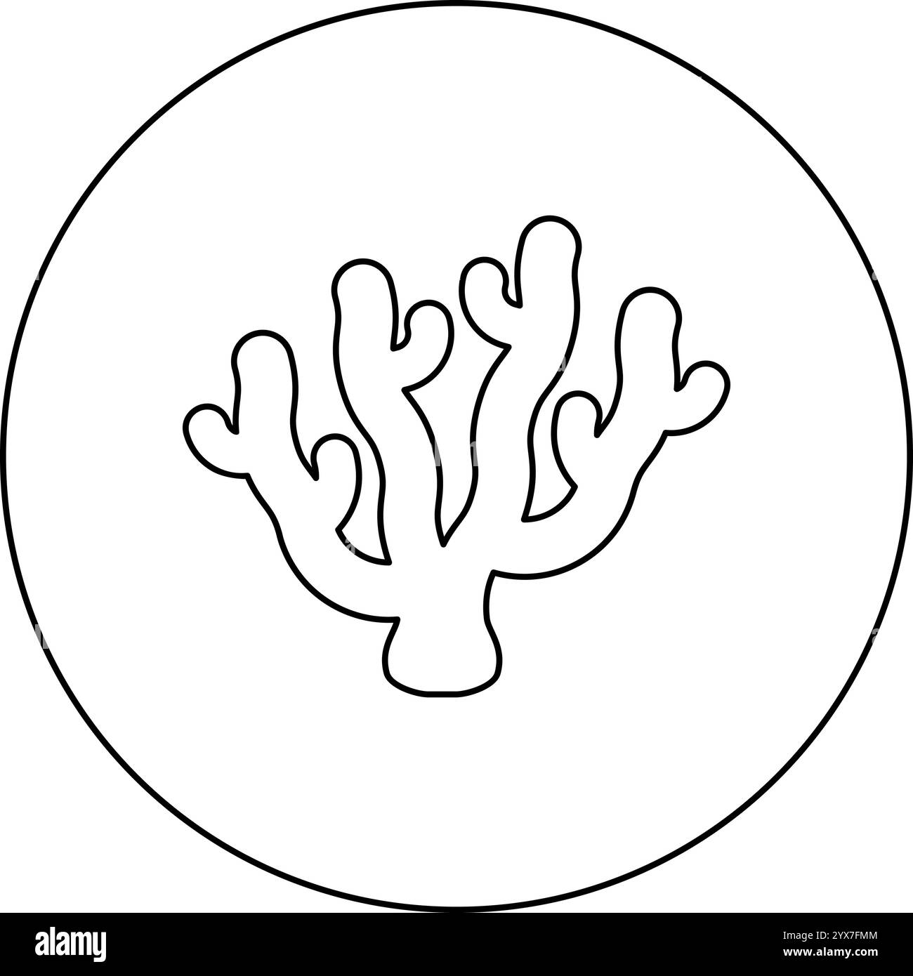 Korallensymbol im Kreis rund schwarz Farbe Vektor Illustration Bild Umriss Kontur Linie dünn Stil einfach Stock Vektor