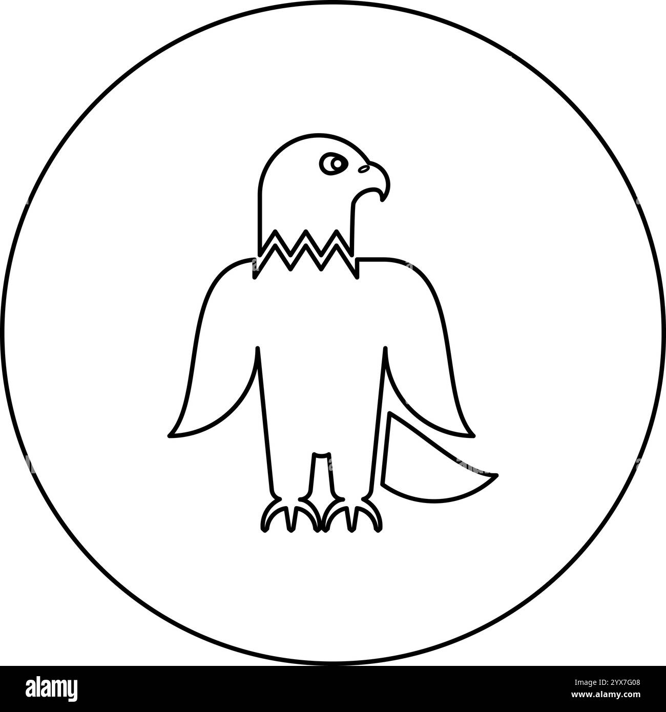Eagle Glatze amerikanischer Vogel Silhouette Icon im Kreis rund schwarz Farbe Vektor Illustration Bild Umriss Kontur Linie dünner Stil einfach Stock Vektor