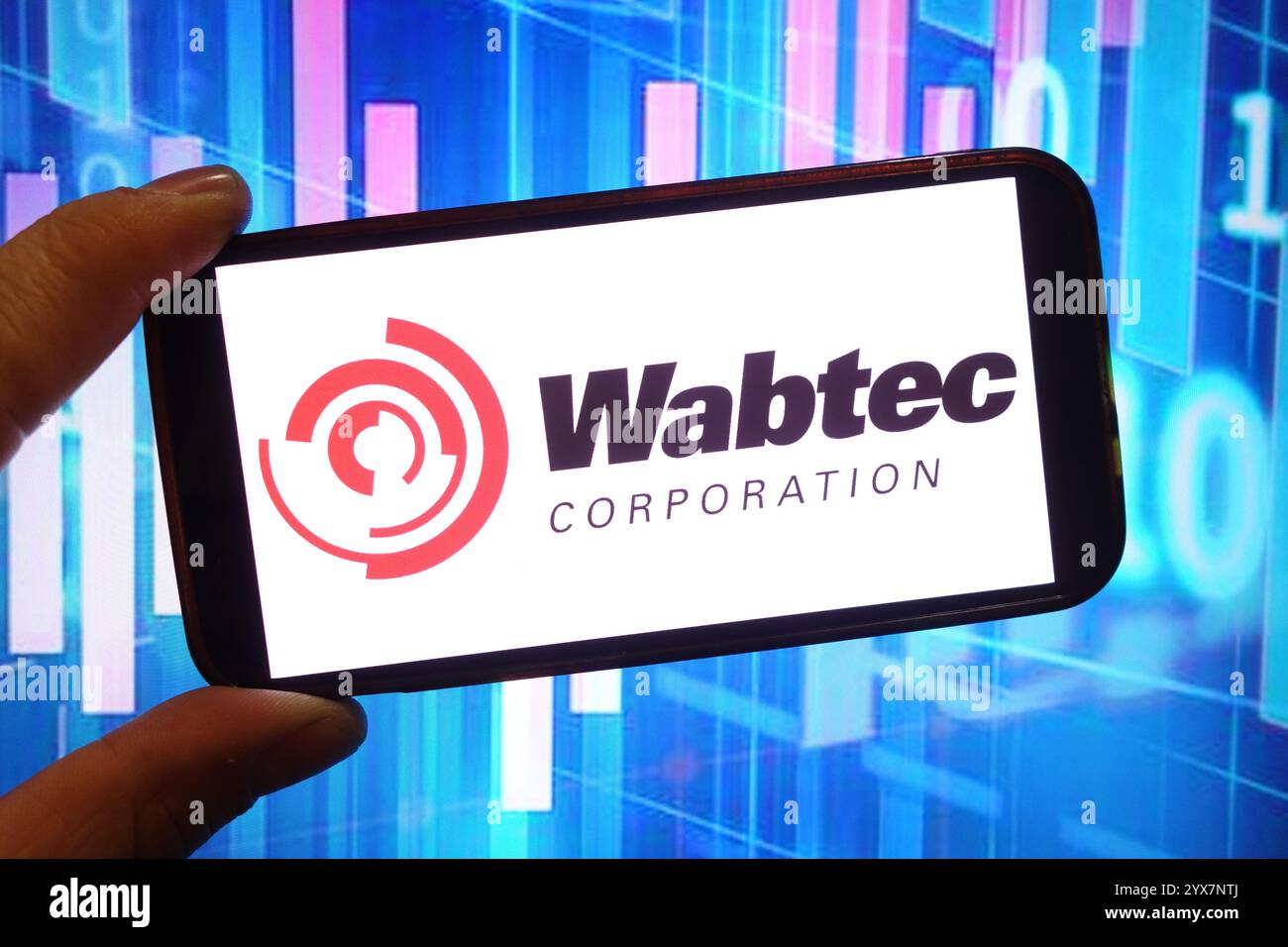 Polen. Dezember 2024. In dieser Fotoabbildung wird das Firmenlogo von Wabtec auf einem Smartphone-Bildschirm angezeigt. (Foto: Piotr SWAT/SOPA Images/SIPA USA) *** ausschließlich für redaktionelle Nachrichten *** Credit: SIPA USA/Alamy Live News Stockfoto