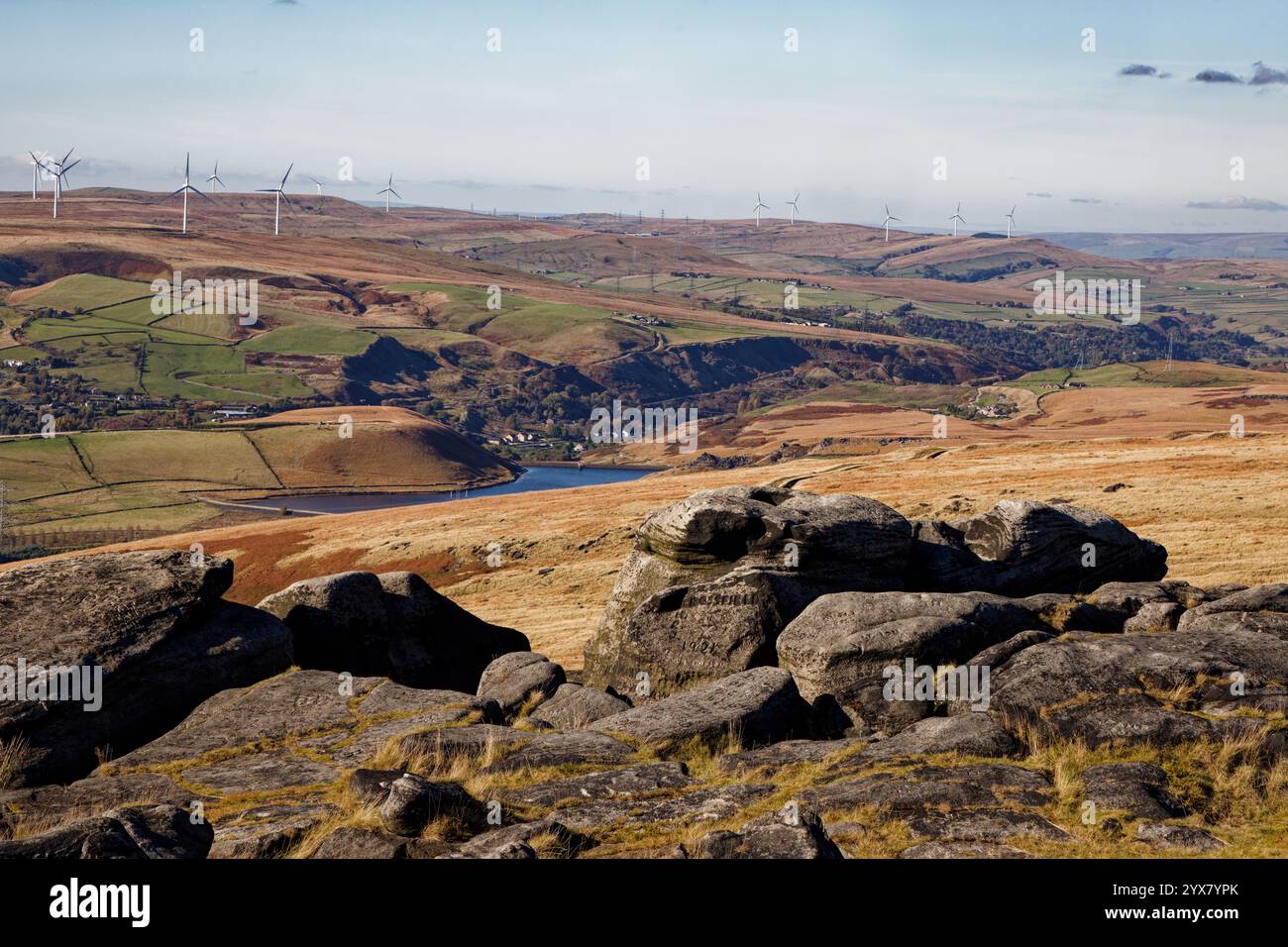 Blick auf die West Pennines von Blackstone Edge. Stockfoto
