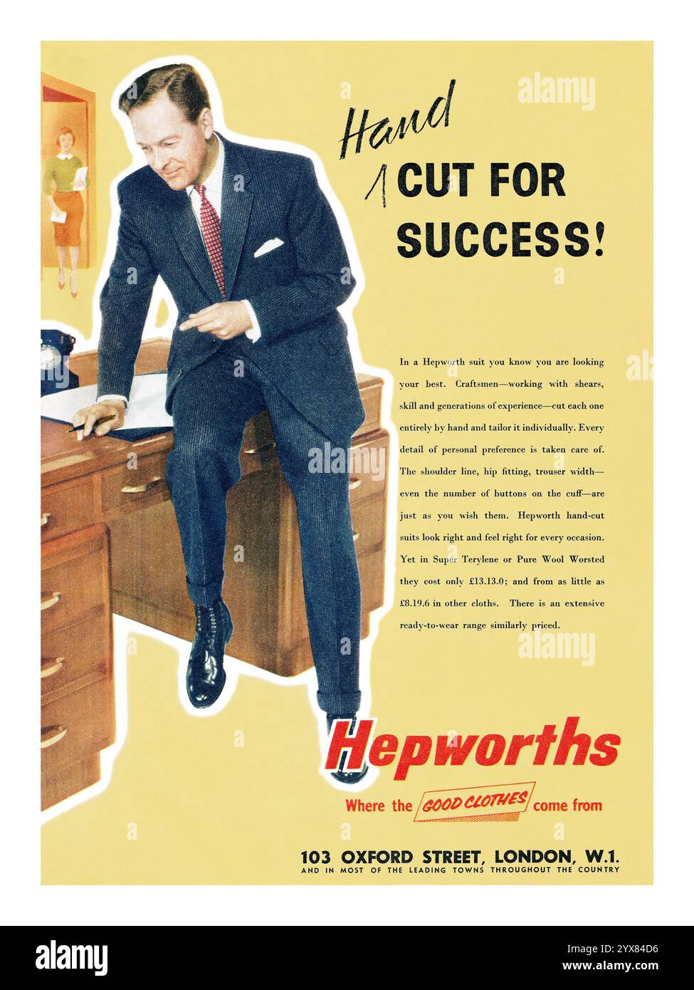 1959 British Hepworths Suit Werbespot Stockfoto 1959 British Hepworths Suit Werbespot Stockfoto