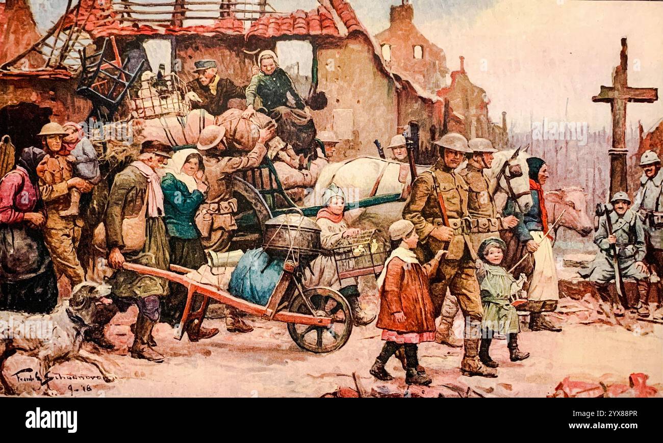 1918 „Leading Them Back Home for Christmas“ von Frank E. Schoonover Stockfoto