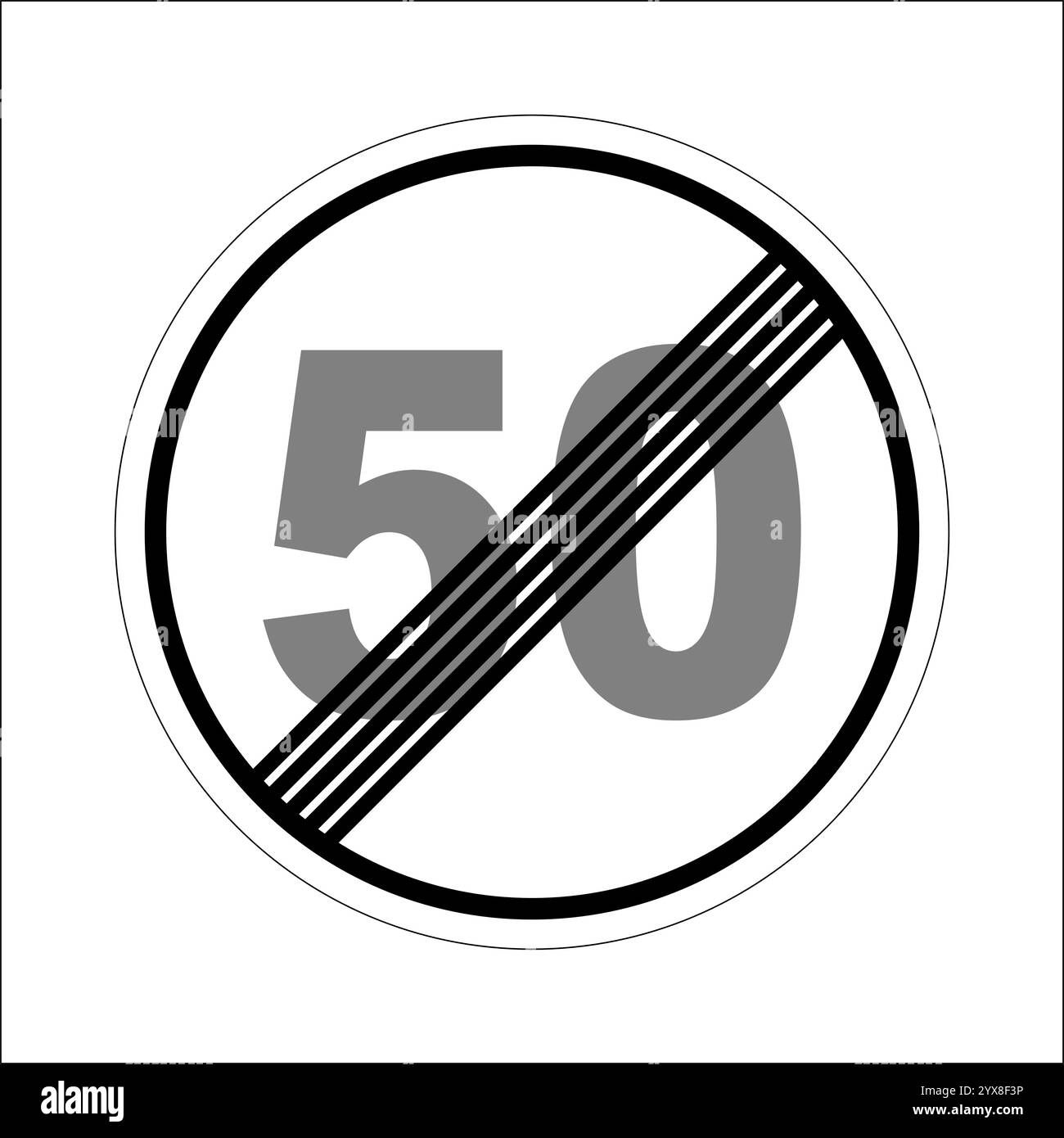 Rundes Straßenschild mit dem Ende der Mindestgeschwindigkeit von 50 Kilometern pro Stunde Stock Vektor