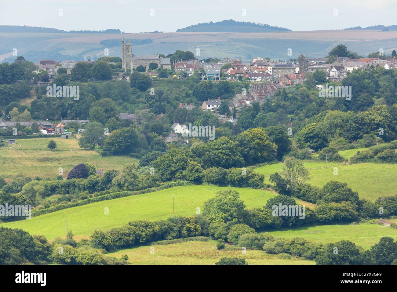 Shaftesbury von Melbury Hill aus gesehen, Dorset England Stockfoto