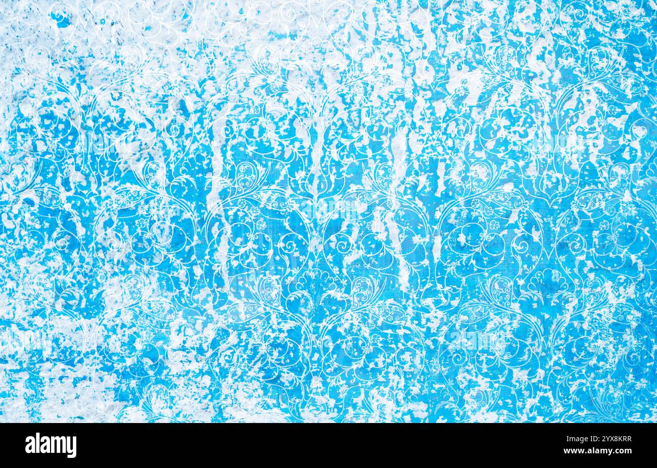 Blau-weiße Retro-Textur. Schöner Winter- oder Weihnachtshintergrund. Stockfoto