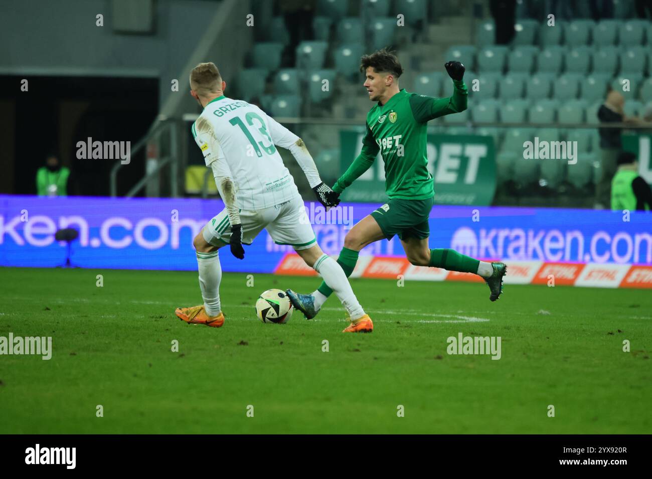 Breslau, Niederschlesien, Polen. Dezember 2024. PETR SCHWARZ während eines Spiels der PKO Ekstraklasa zwischen WKS Slask Wroclaw und Radomiak Radom am 14. Dezember 2024. Breslau, Polen. (Kreditbild: © Mateusz Birecki/ZUMA Press Wire) NUR REDAKTIONELLE VERWENDUNG! Nicht für kommerzielle ZWECKE! Stockfoto