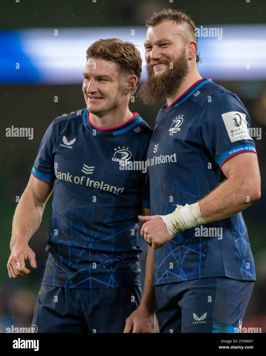 Während des Investec Champions Cup, Pool 2, Runde 2 Spiel zwischen Leinster Rugby und ASM Clermont Auvergne im Aviva Stadium in Dublin, Irland am 14. Dezember 2024 (Foto: Andrew SURMA/ Credit: SIPA USA/Alamy Live News Stockfoto