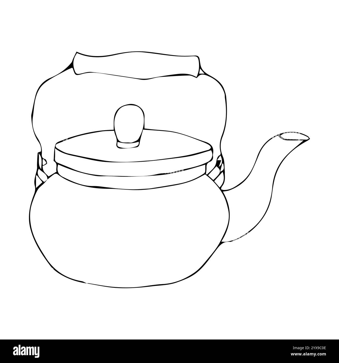 Retro-Teekanne im Doodle-Stil. Vektorillustration isoliert auf weißem Hintergrund. Stock Vektor