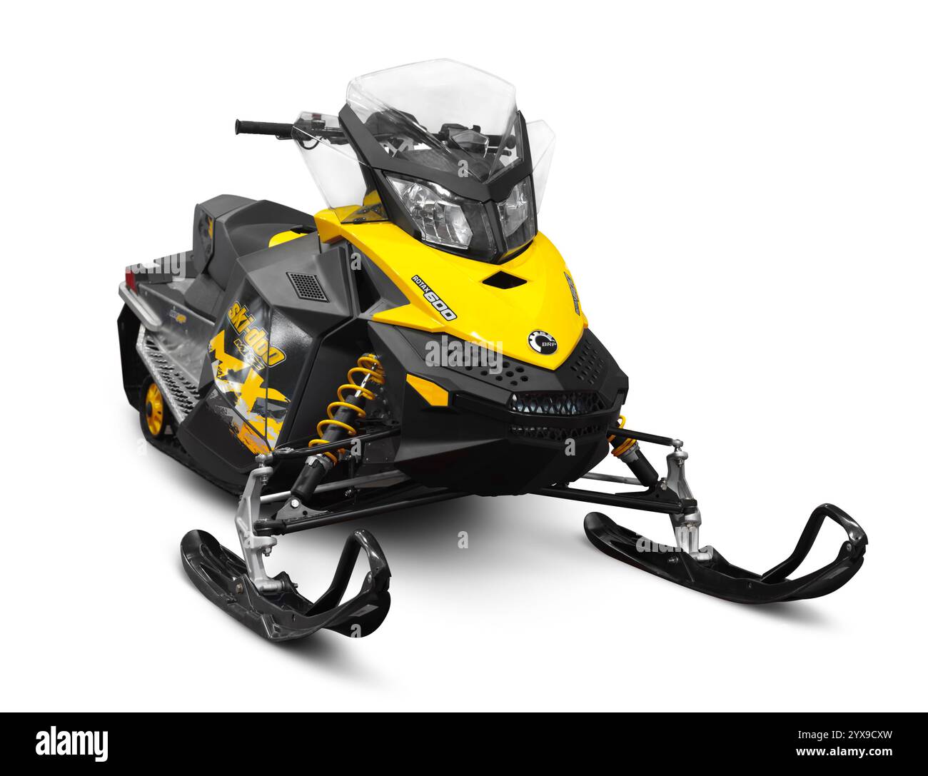Bombardier Recreational Produkte BRP Ski-Doo MX Z Sport Schneemobil isoliert auf weißem Hintergrund mit Beschneidungspfad Stockfoto