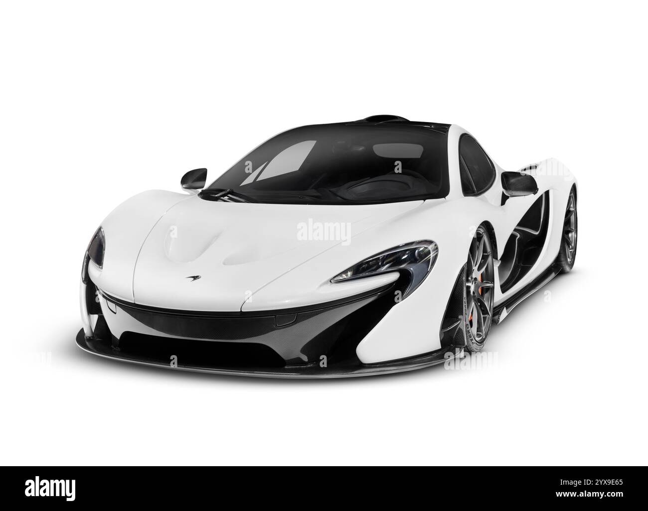 Weiß 2014 McLaren P1-Plug-in Hybrid-Supersportwagen isoliert Sportwagen auf weißem Hintergrund mit Beschneidungspfad Stockfoto