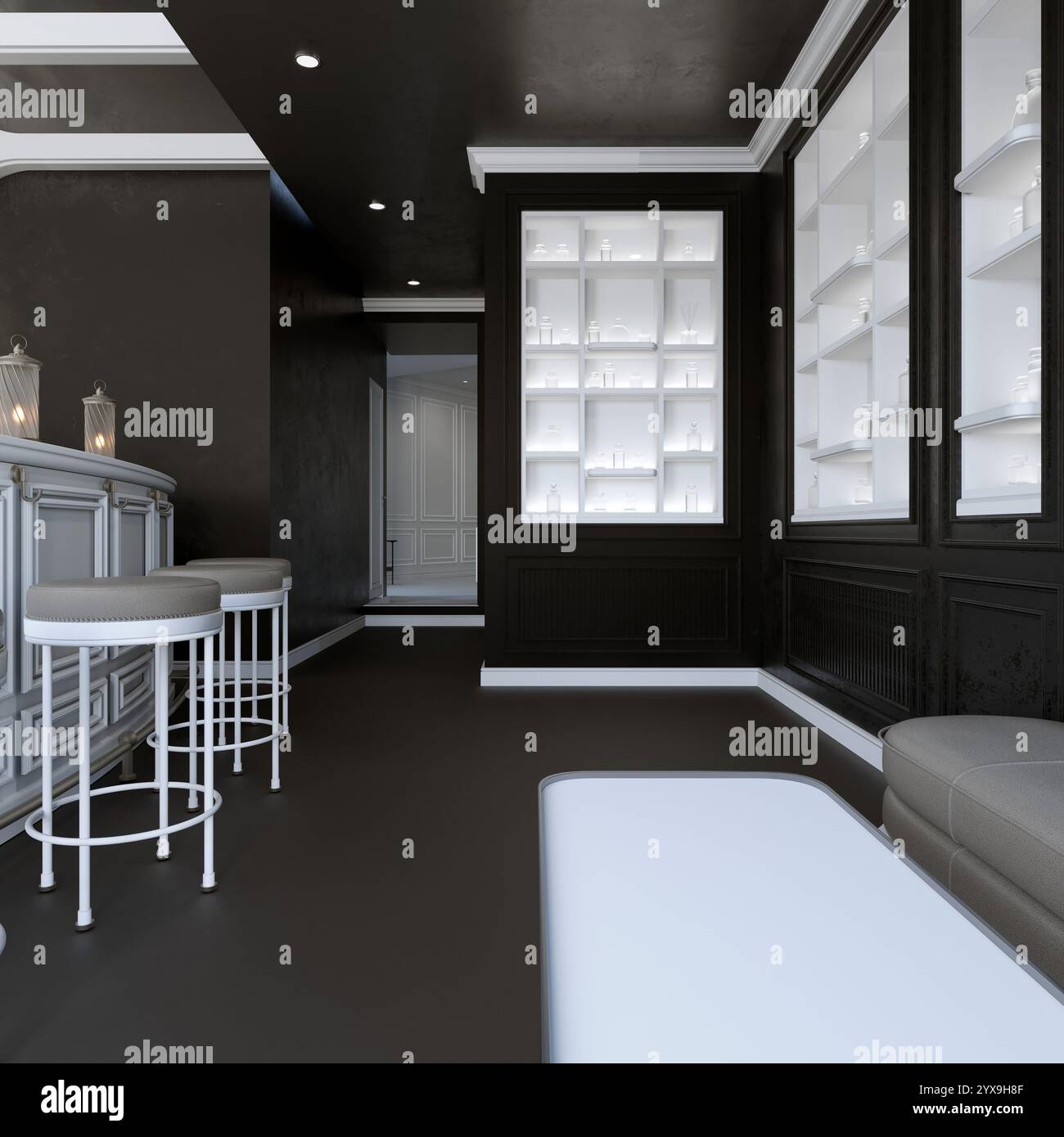 3D-Rendering des Parfümgeschäfts Stockfoto