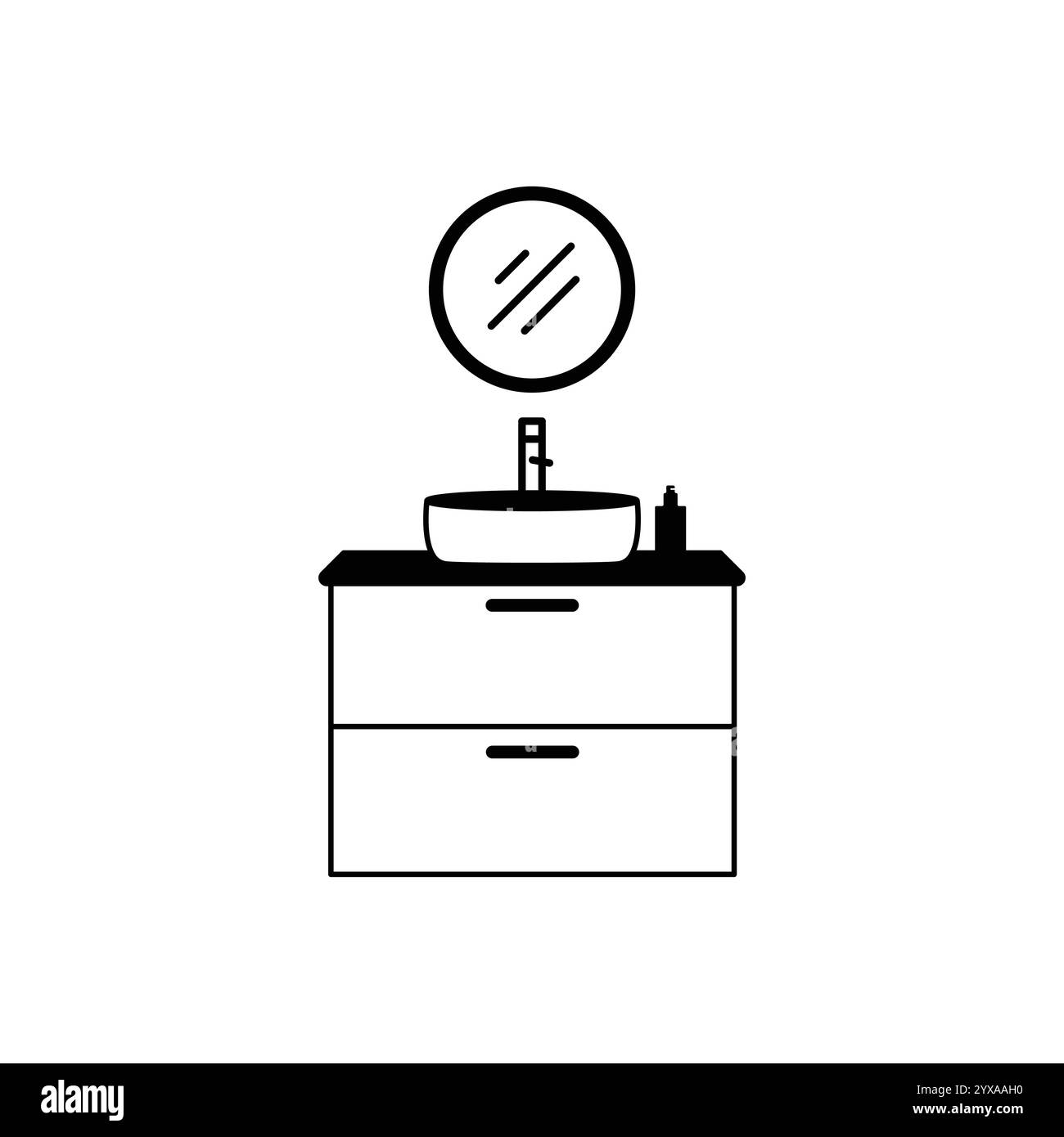 Symbol für Waschbecken im Badezimmer. Wasser, Strom, Küche, Waschbecken, Handwaschbecken. Vektorabbildung. Stock Vektor