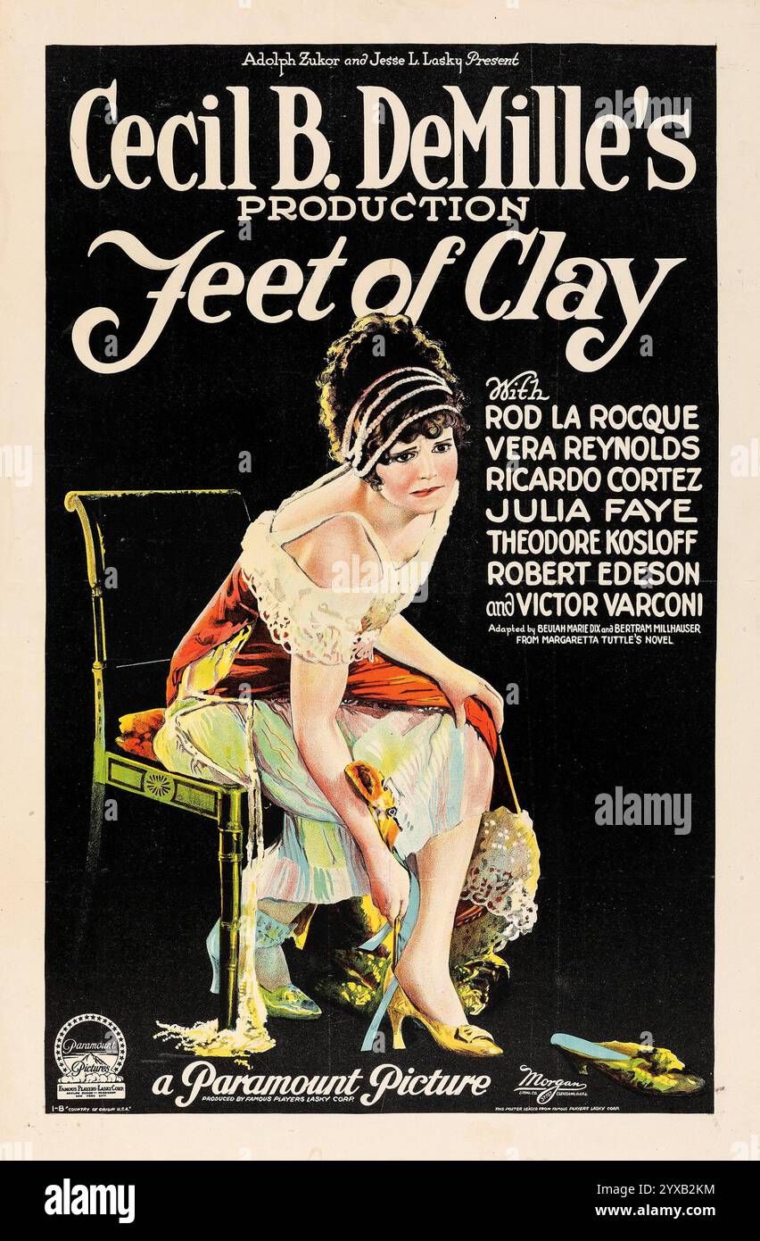 Adolph Zukor und Jesse L Lasky - Feet of Clay (Paramount, 1924) Cecil B DeMille - Stummfilm - altes Filmposter Stockfoto