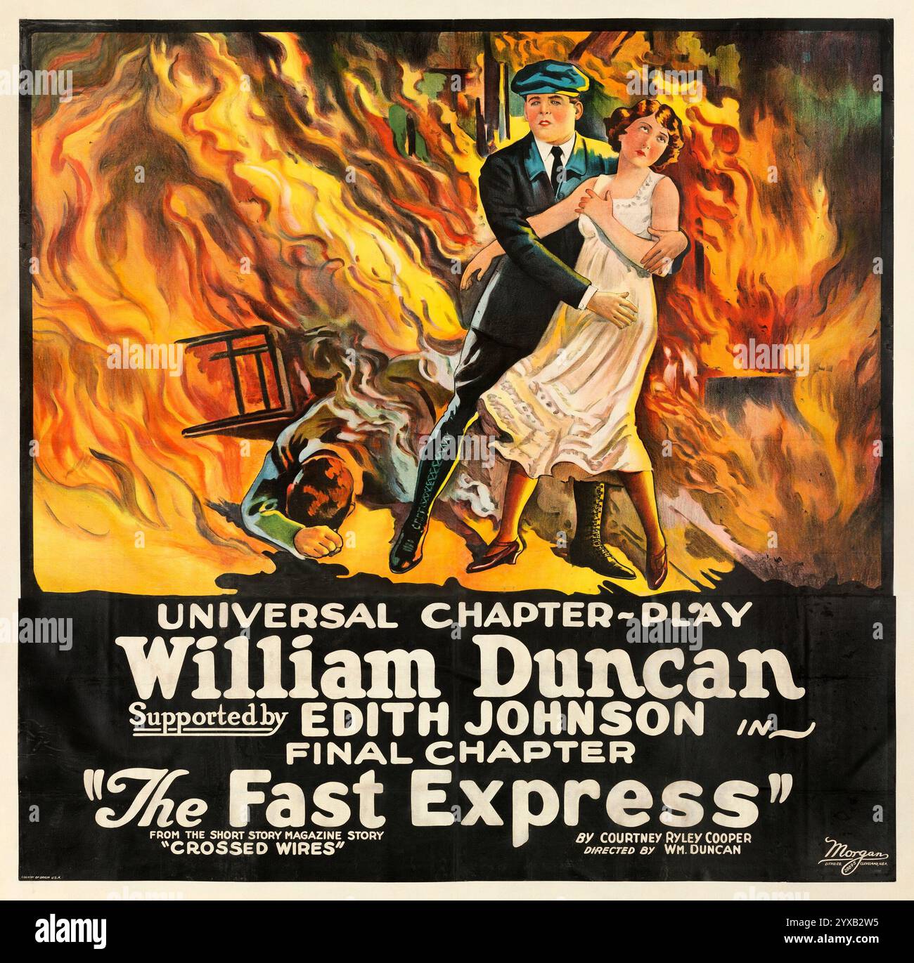 The Fast Express (Universal, 1924) William Duncan, Edith Johnson – letztes Kapitel – Stummfilm – altes Filmplakat Stockfoto