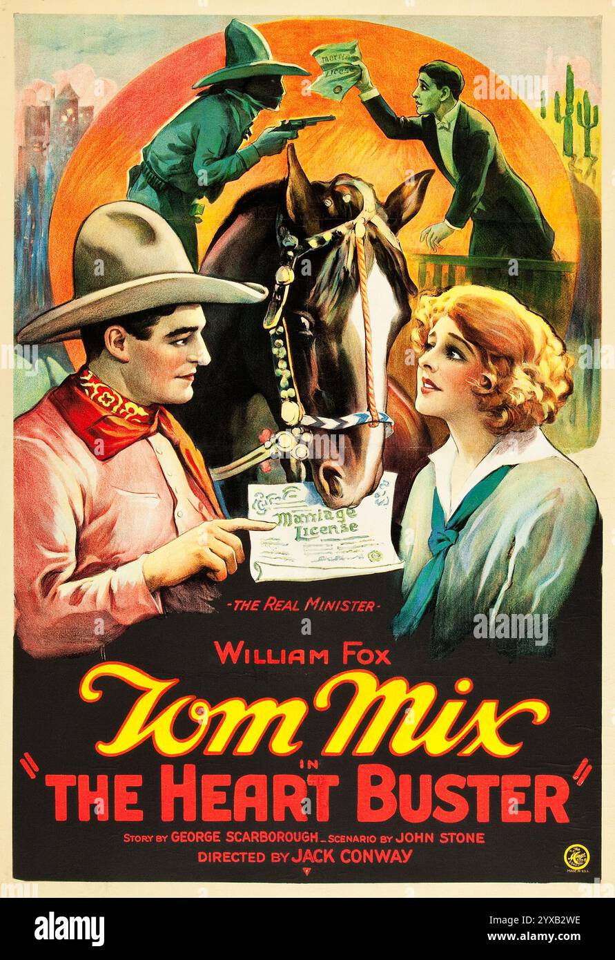 The Heart Buster (Fox, 1924) Tom Mix – Western – Stummfilm – altes Filmplakat Stockfoto