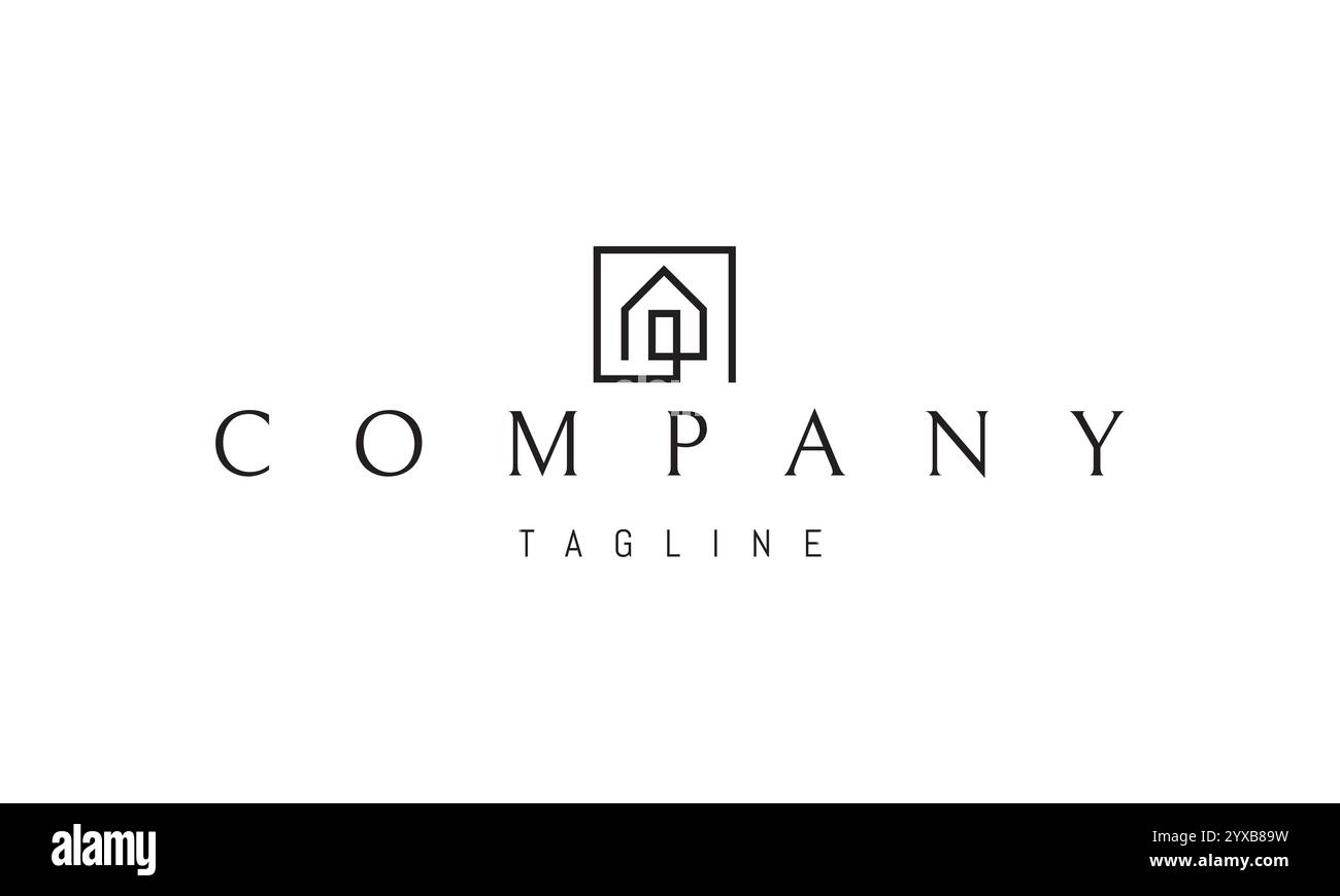 Vektorlogo mit einem abstrakten Bild eines Hauses aus Internetkabel. Stock Vektor