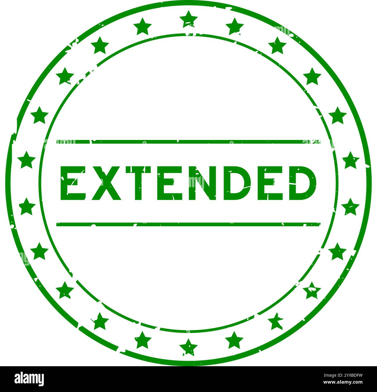 Grunge grüner erweiterter Wort-runder Gummisiegelstempel auf weißem Hintergrund Stock Vektor