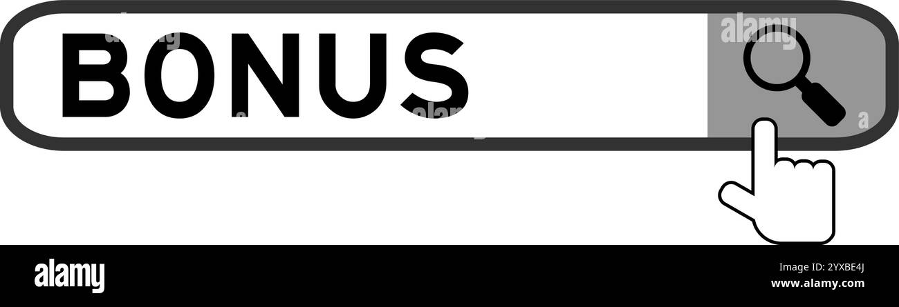Suchbanner im Wort-Bonus mit dem Symbol für die Übergabelupe auf weißem Hintergrund Stock Vektor