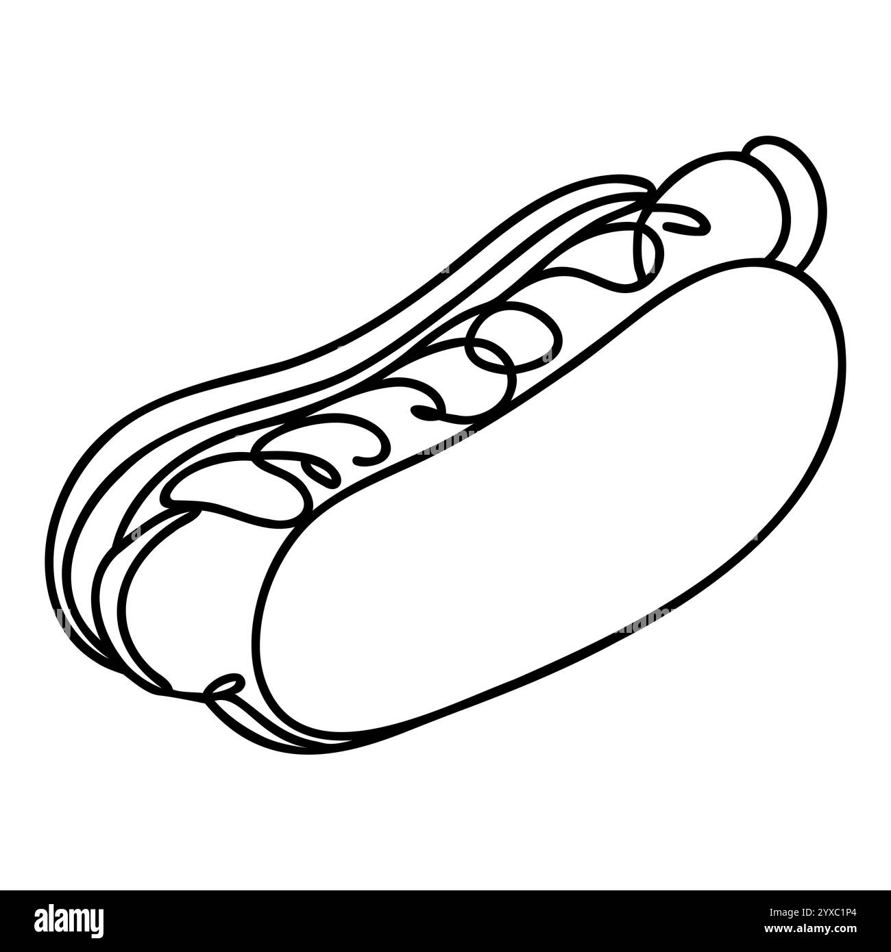 Hot Dog Elegant Line Art Illustration Logo. Stock Vektor