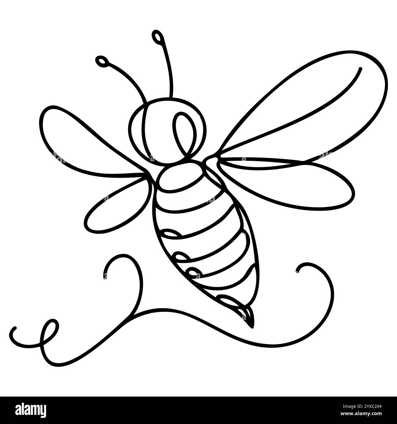 Durchgehende einzeilige Zeichnung der fäutenden Biene. Einfache Illustration der Honigbiene Linie Kunst Vektor Illustration Stock Vektor