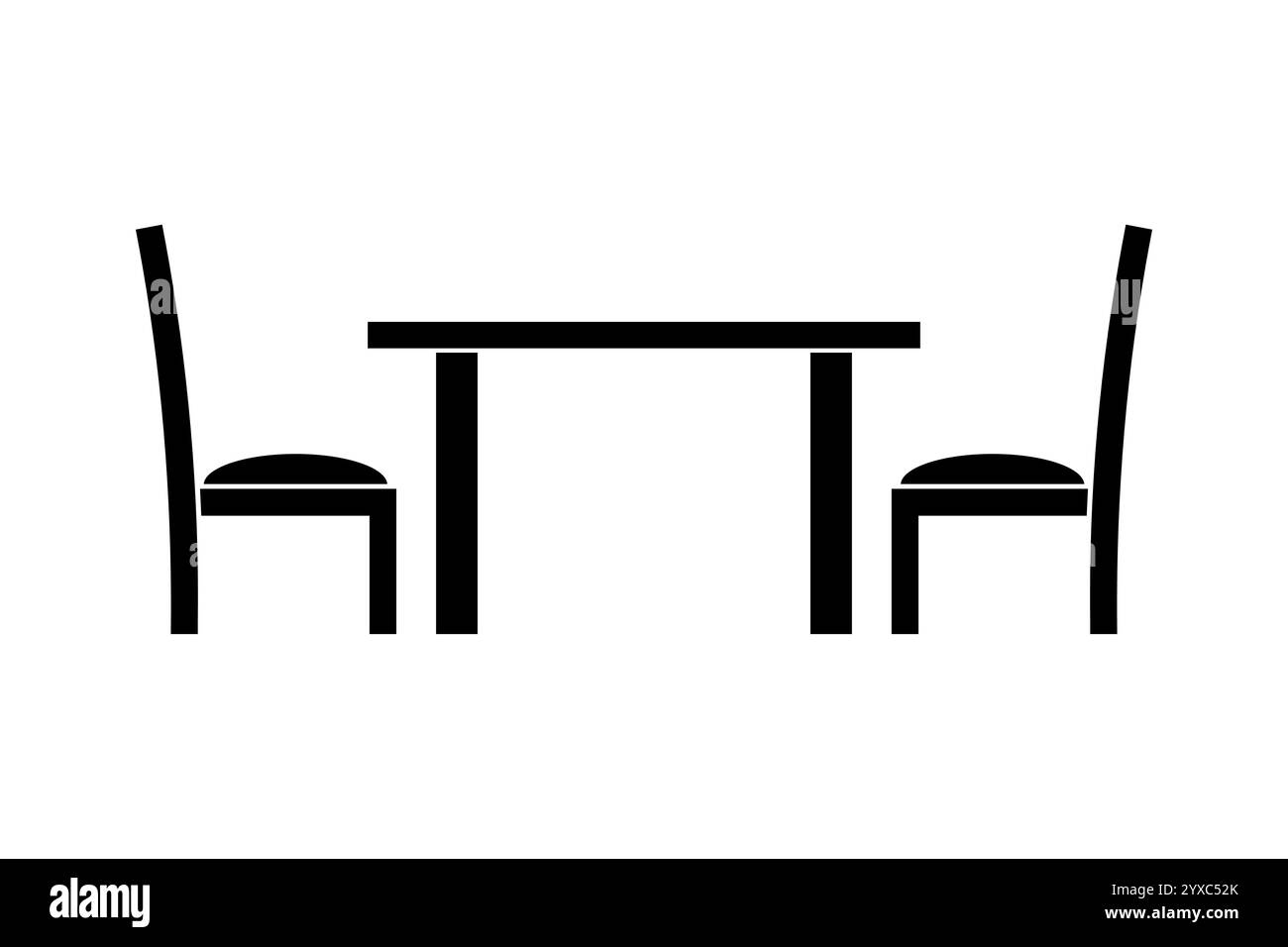 Flache Art von Tisch und Stühlen Ikonen, Möbel Silhouetten einfache Design-Vorlage, Vektor-Illustration Stock Vektor