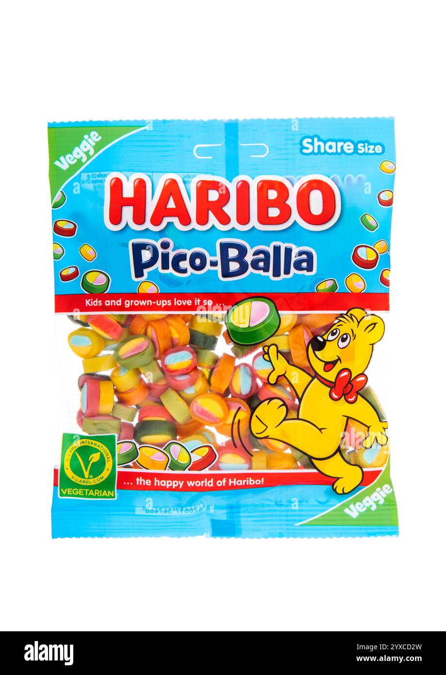 LONDON, UK - 09. DEZEMBER 2024: Haribo Pico Balla Gelee Bonbons auf weiß. Stockfoto