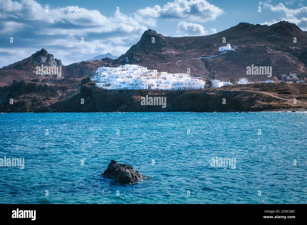 Malerischer Blick auf das Dorf Hora auf der Insel Naxos, Kykladen, Griechenland Stockfoto