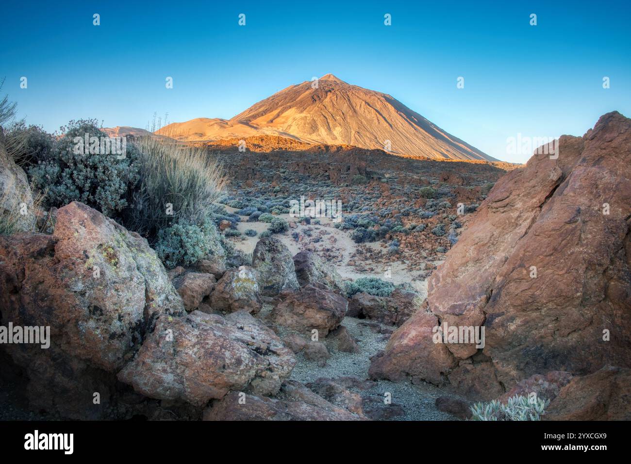 Dramatischer Blick auf den Teide auf Teneriffa bei Sonnenaufgang Stockfoto