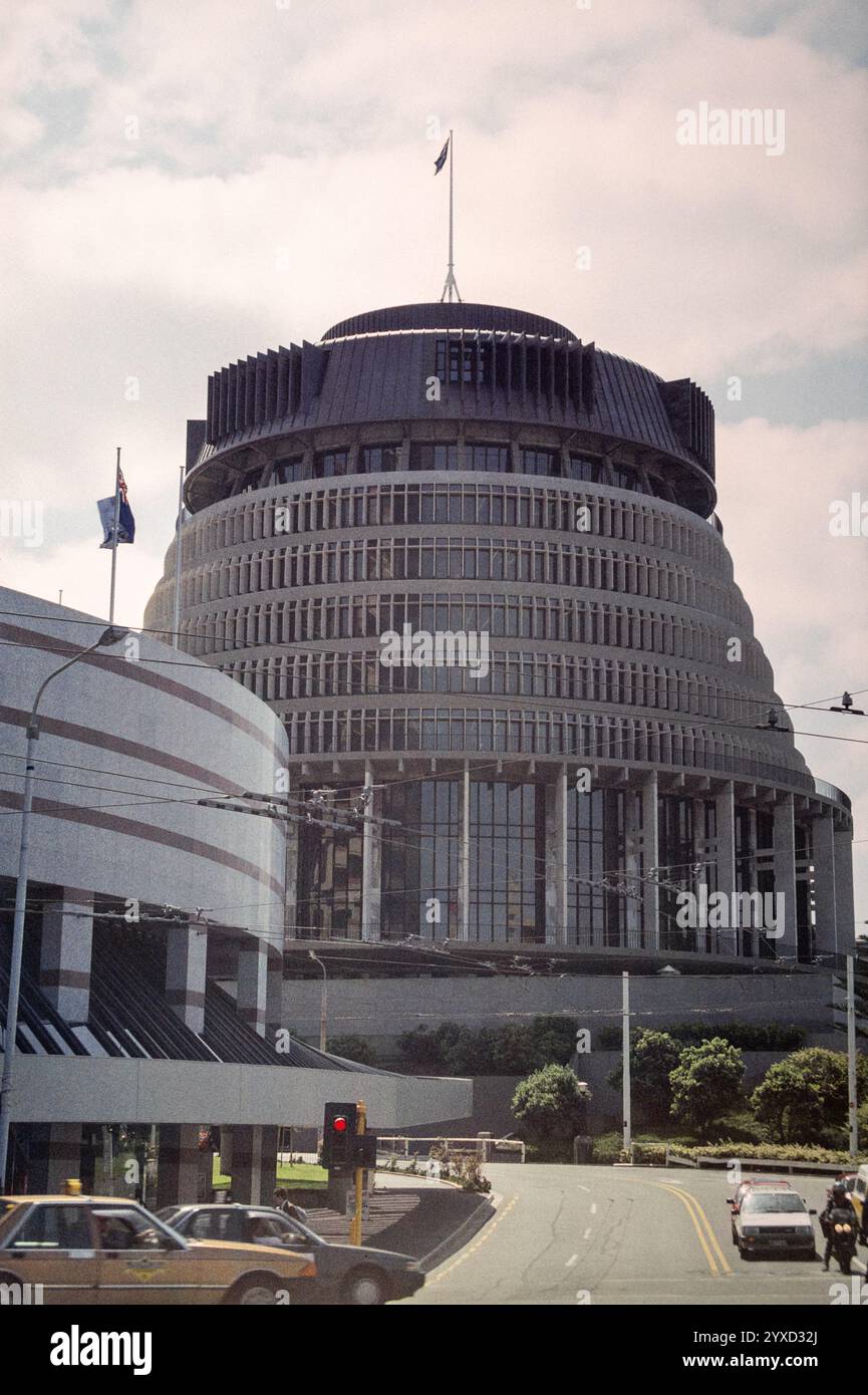 Das Beehive-Gebäude, der Executive Wing of New Zealand Parliament Building in Wellington, der Hauptstadt Neuseelands Stockfoto