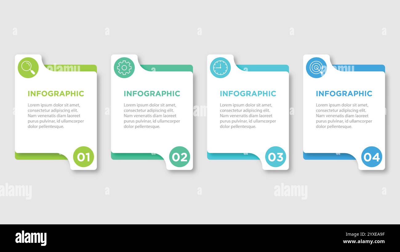 Vorlage für Business-Infografiken mit 4 Optionen. Vektordarstellung. Stock Vektor