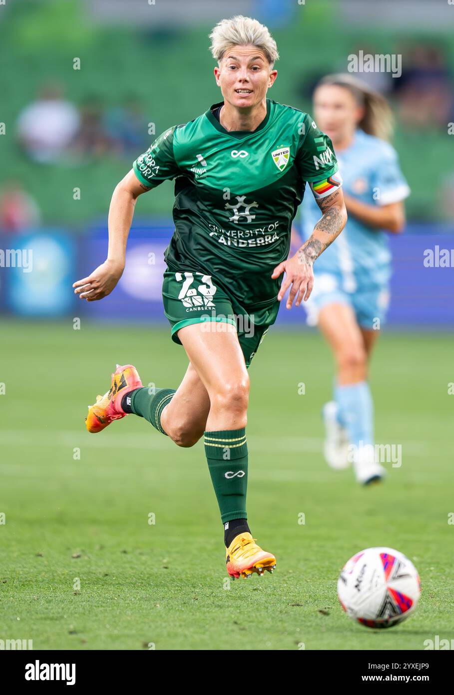 Melbourne, Australien. Dezember 2024. Michelle Heyman, Captain von Canberra United, wurde im AAMI Park im A-Leagues Women Round 6-Spiel zwischen Melbourne City FC und Canberra United FC gesehen. Endergebnis: Melbourne City 4:2 Canberra United (Foto: Olivier Rachon/SOPA Images/SIPA USA) Credit: SIPA USA/Alamy Live News Stockfoto