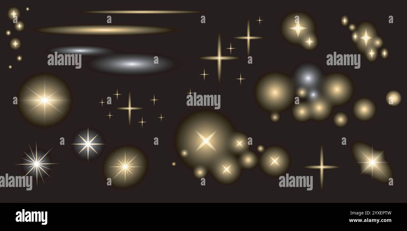Leuchtende Sterne und Effekte Stock Vektor