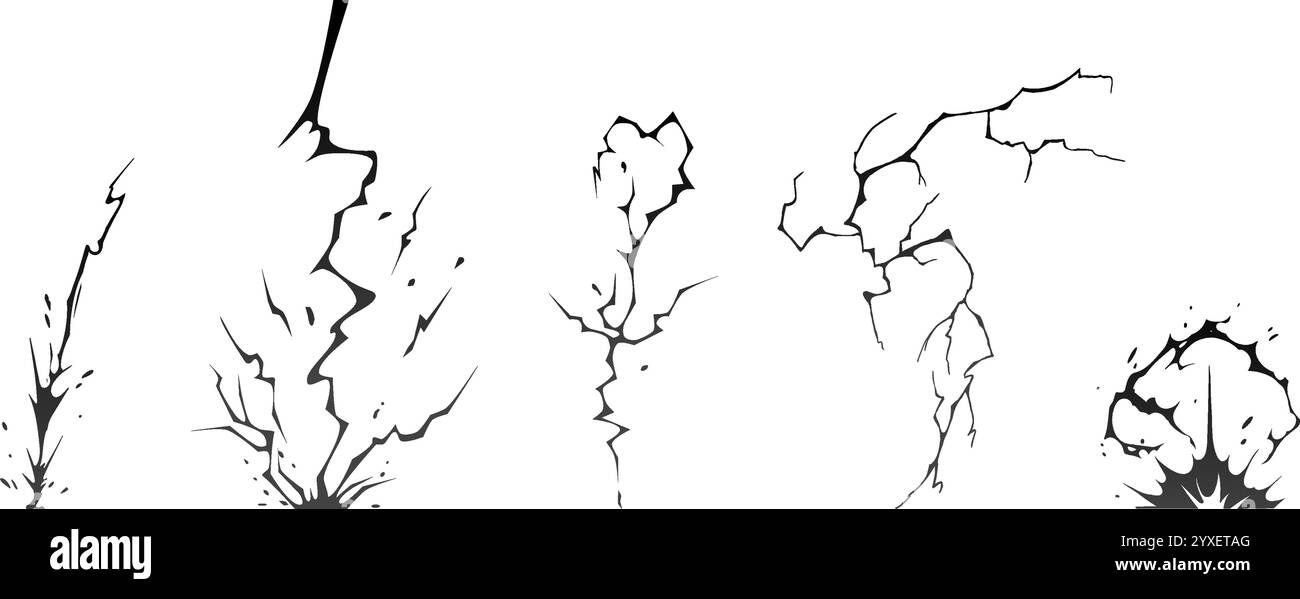 Blitzschlag Silhouetten Sequenzvektor-Illustration. Stock Vektor