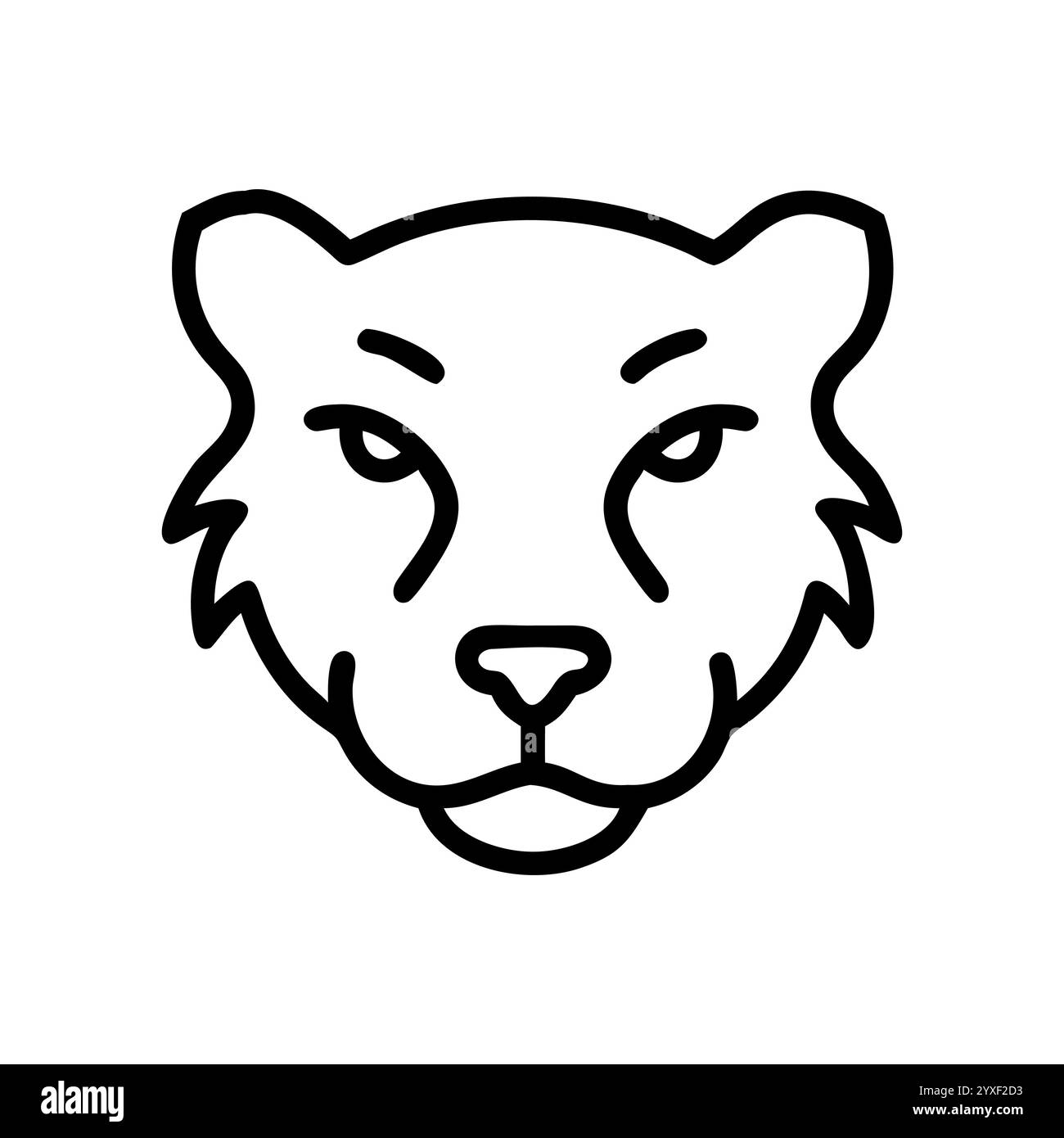 Vektorgrafik eines Tigerkopfes, Tigerkopf Vektorgrafik, Icon, Logo und Grafiken. Tigerkopf-Umrisse und Strichgrafik-Illustration. Stock Vektor