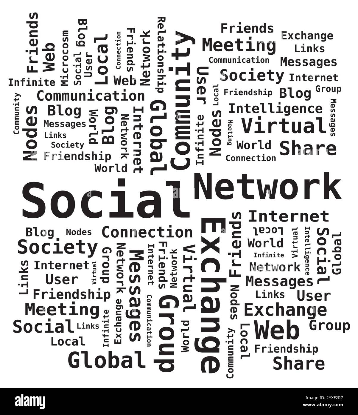 Word Cloud Tag Social Network, Internet, Community Digitale Illustration Stock Vektor