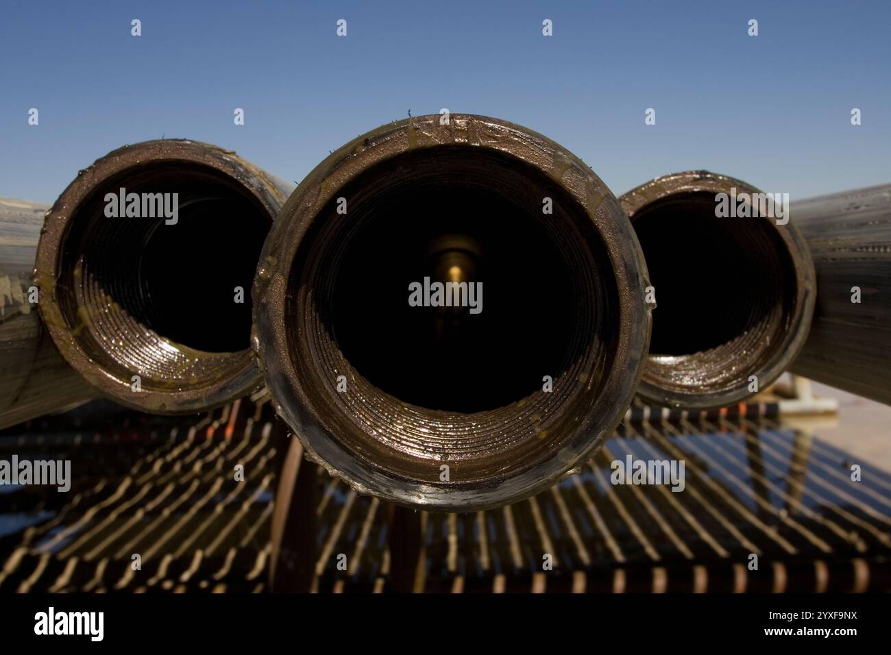 Bohrgestänge für ein Bohrfahrzeug auf der Pinedale Anticline bei Pinedale, Wy. Stockfoto