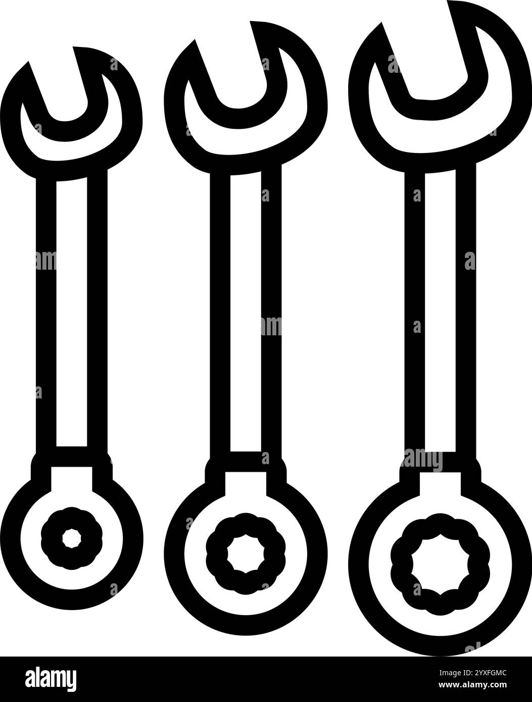 Schraubenschlüssel Set Auto Reparatur Werkzeug Linie Symbol Vektor Illustration Stock Vektor
