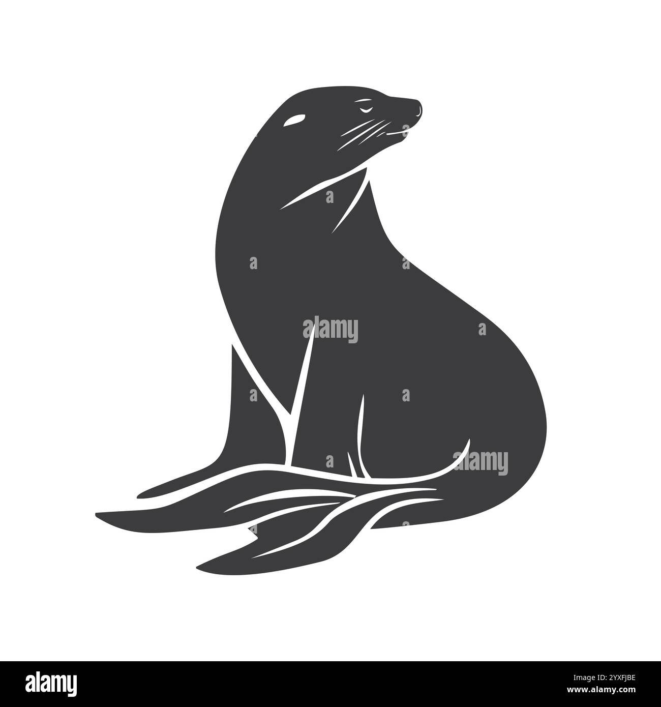 Schwarze Silhouettenvektor-Illustration einer Dichtung Stock Vektor