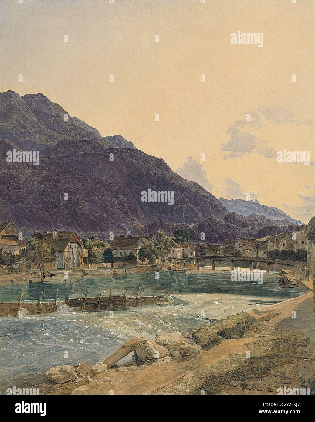 Titel: Bad Ischl Künstler: Ferdinand Georg Waldmüller Jahr: 1833 Medium: Öl auf Leinwand Abmessungen: 31,5 x 26,5 cm Ort: Museo Nacional Thyssen-Bornemisza, Madrid Stockfoto