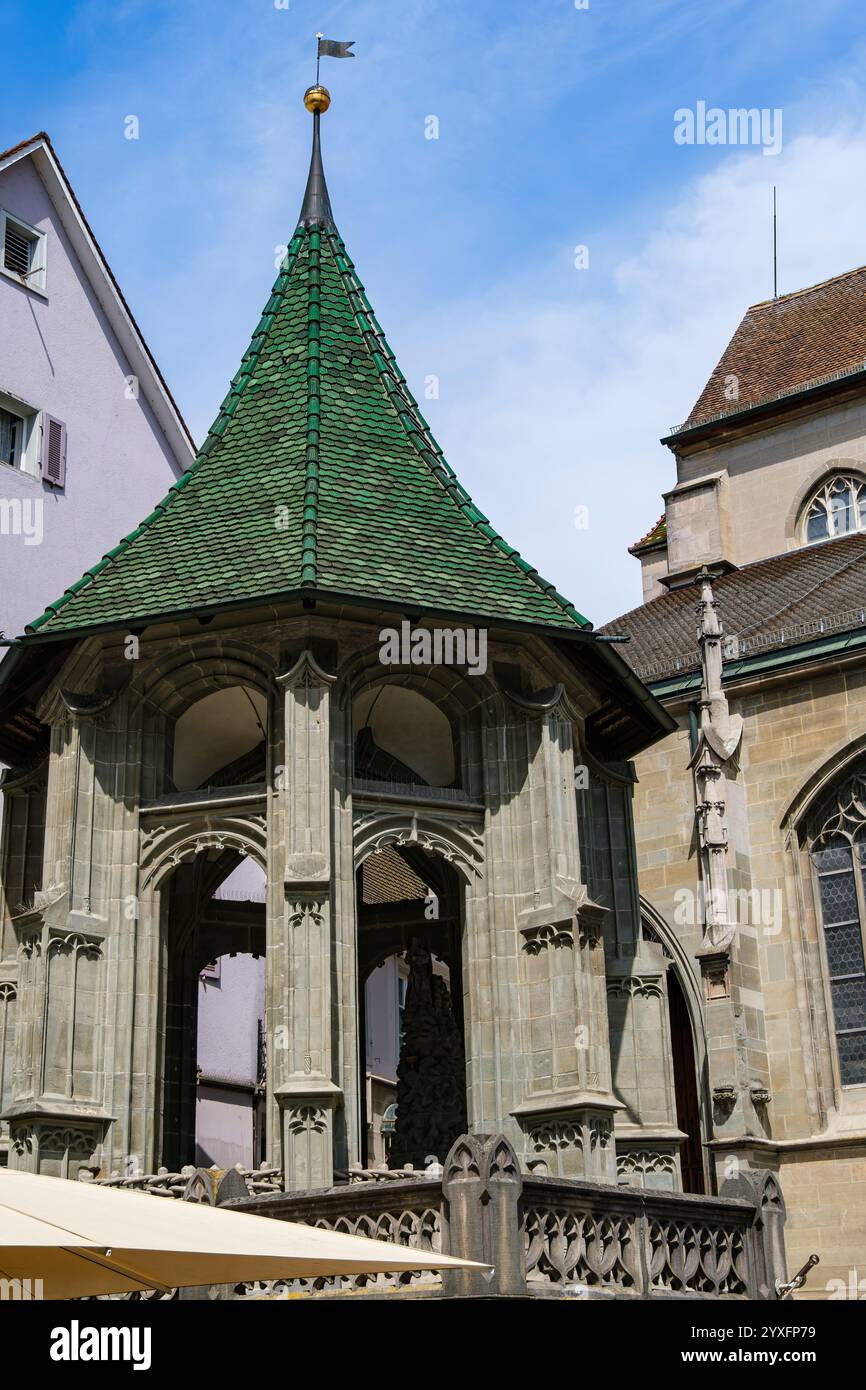 Die sogenannte Ölbergkapelle auf der Südseite des Nikolaiminsters in der Altstadt von Überlingen, Baden-Württemberg. Stockfoto
