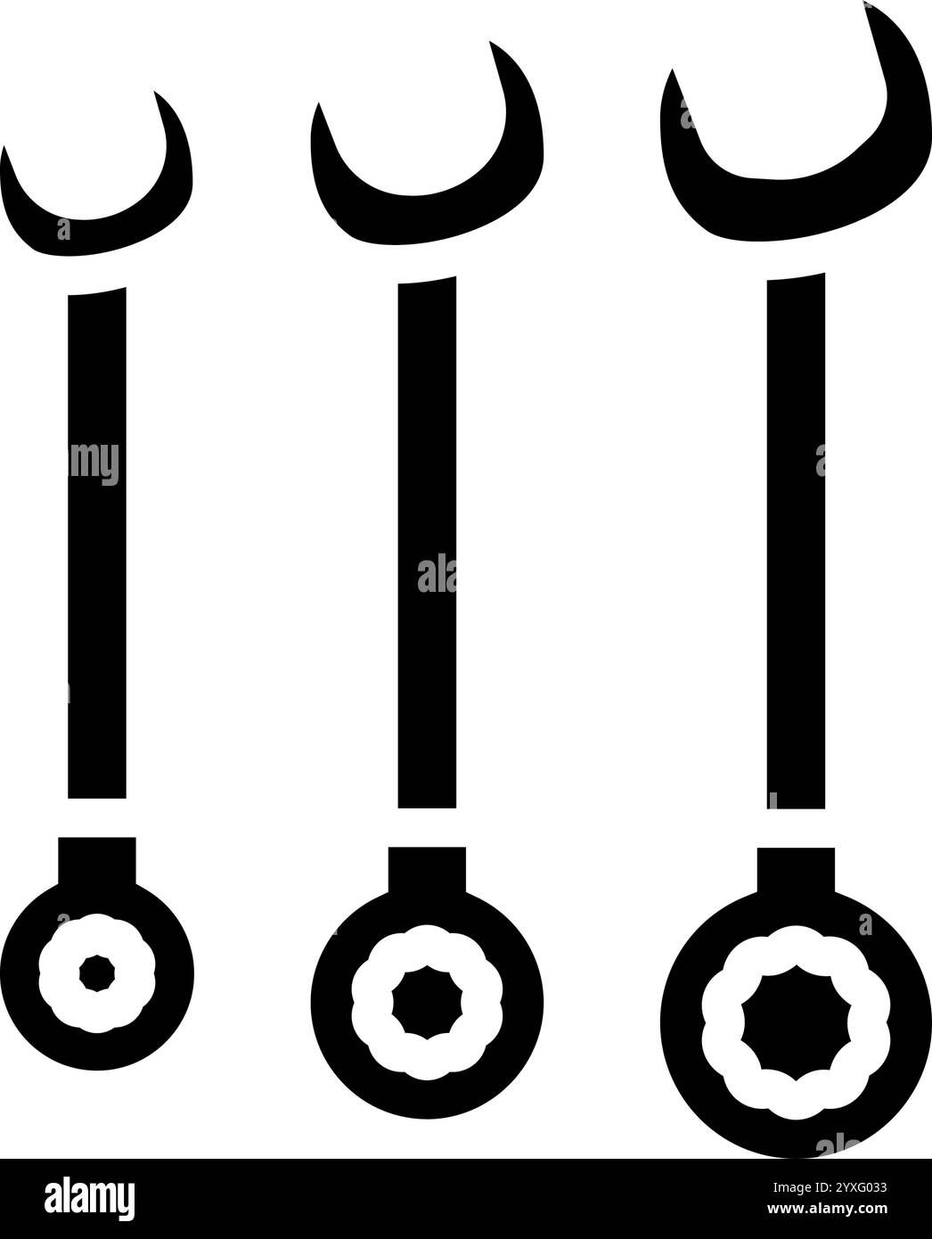 Schraubenschlüssel Set Autoreparaturwerkzeug Glyphe Symbol Vektor Illustration Stock Vektor