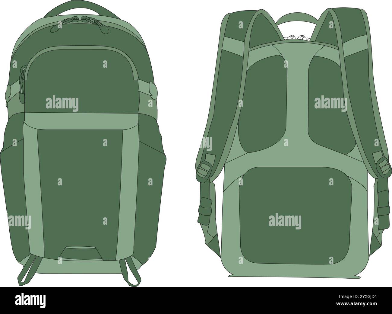 Rucksack Schule kcolorFull, Cartoon Rucksack isoliert, Rucksäcke flach Vektor, Cartoon Schule Rucksäcke, Rucksack Symbol bunt Stock Vektor