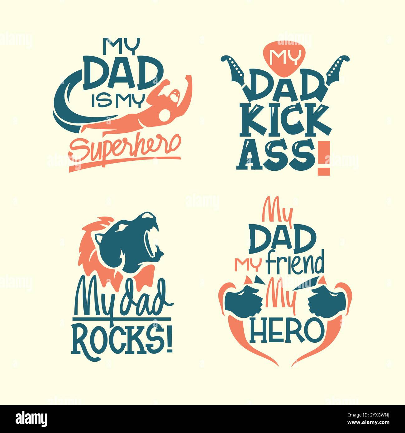 Happy Vathers Day inspirierendes Poster-Vektorset Stock Vektor