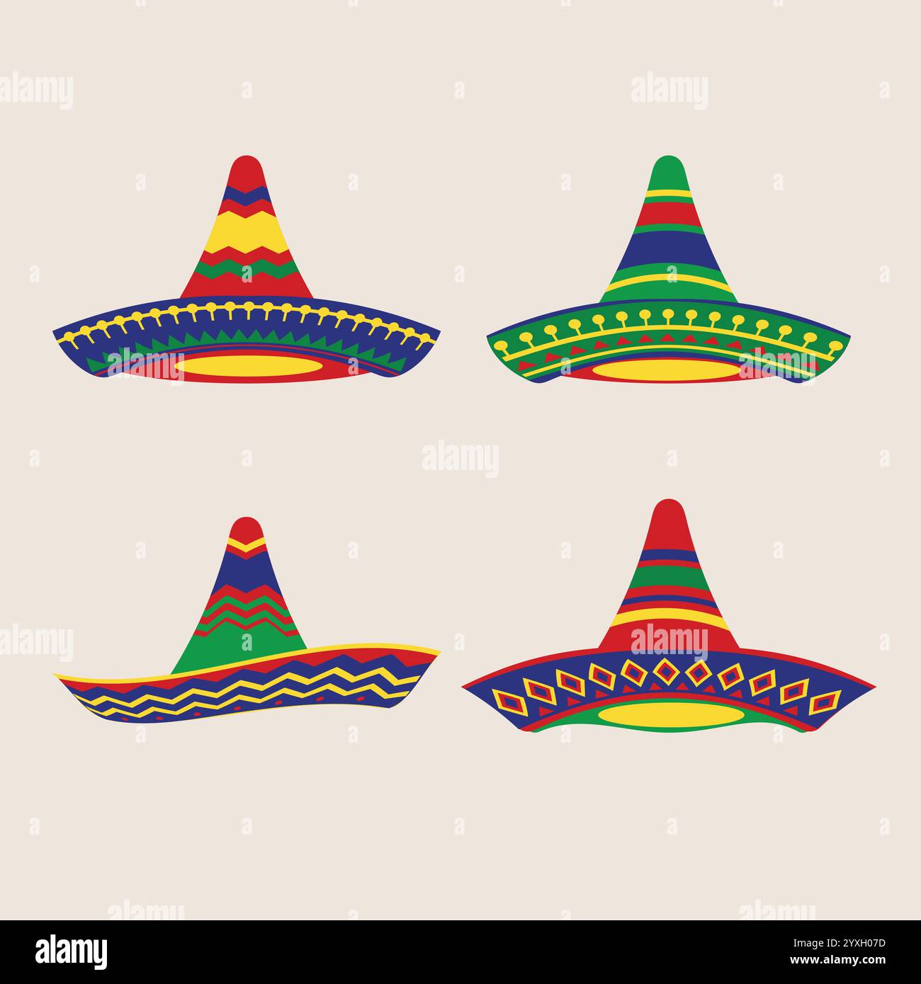 Cinco de Mayo Hut oder mexikanische Sombrero Hut Vektor Illustration Stock Vektor