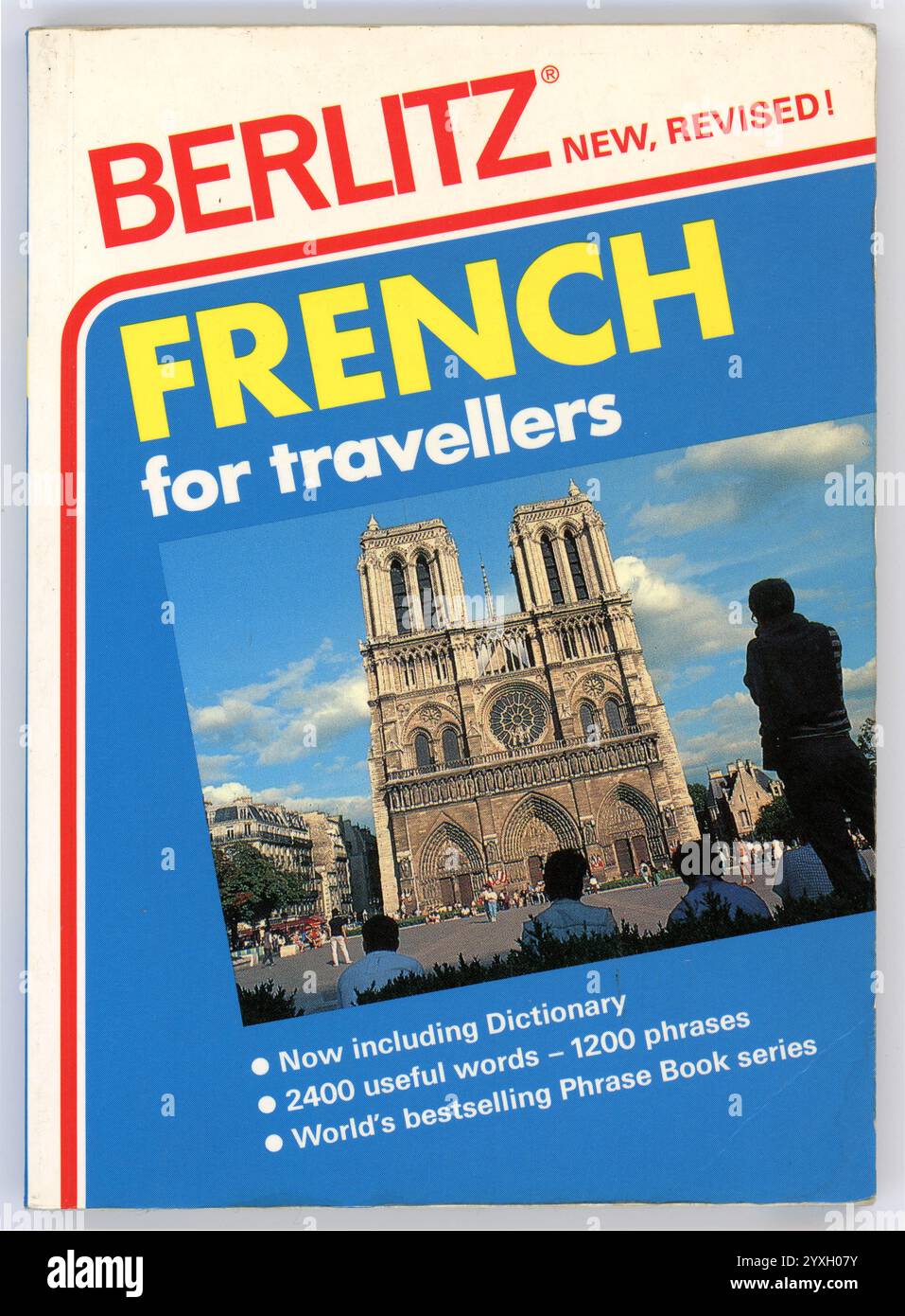 Vintage gebrauchtes Taschenbuch Berlitz French for Travellers, First Pub 1986, diese 16. Auflage ist überarbeitet, 1991, Stockfoto